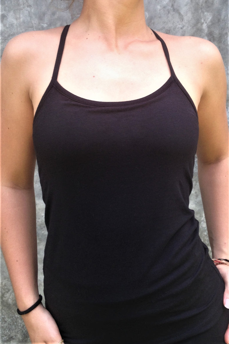 Shanti Tank in Onyx by Lotus Tribe With Built in Bra Perfect Yoga