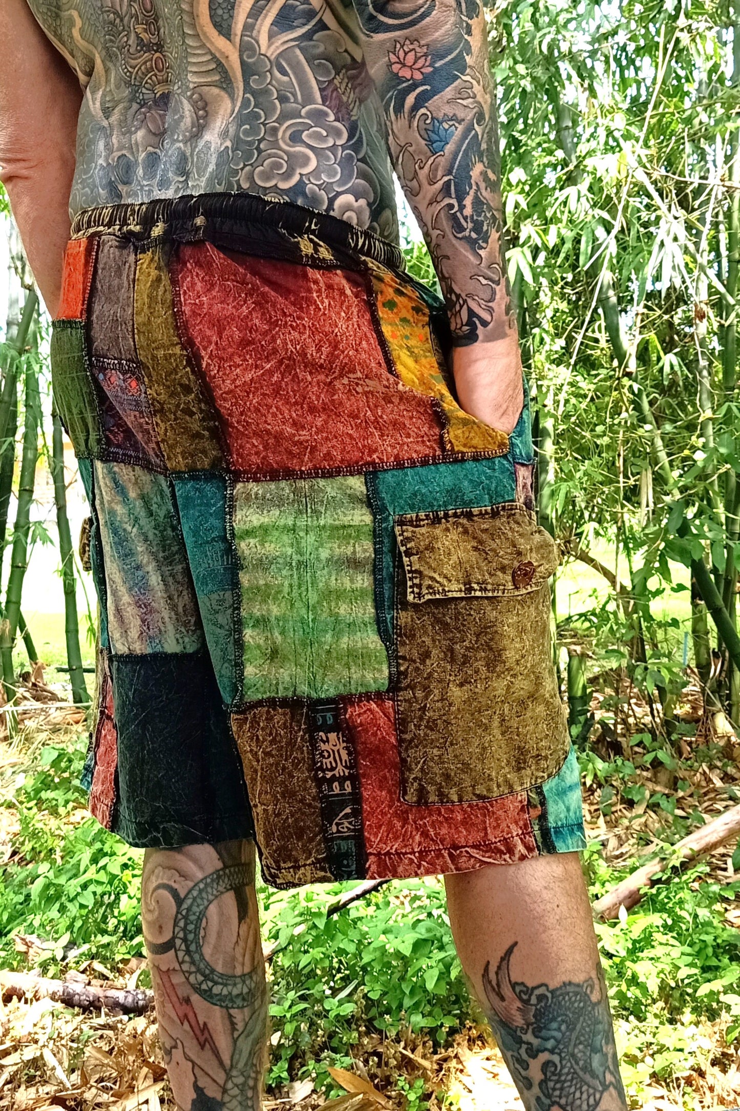 Patchwork Cargo Shorts