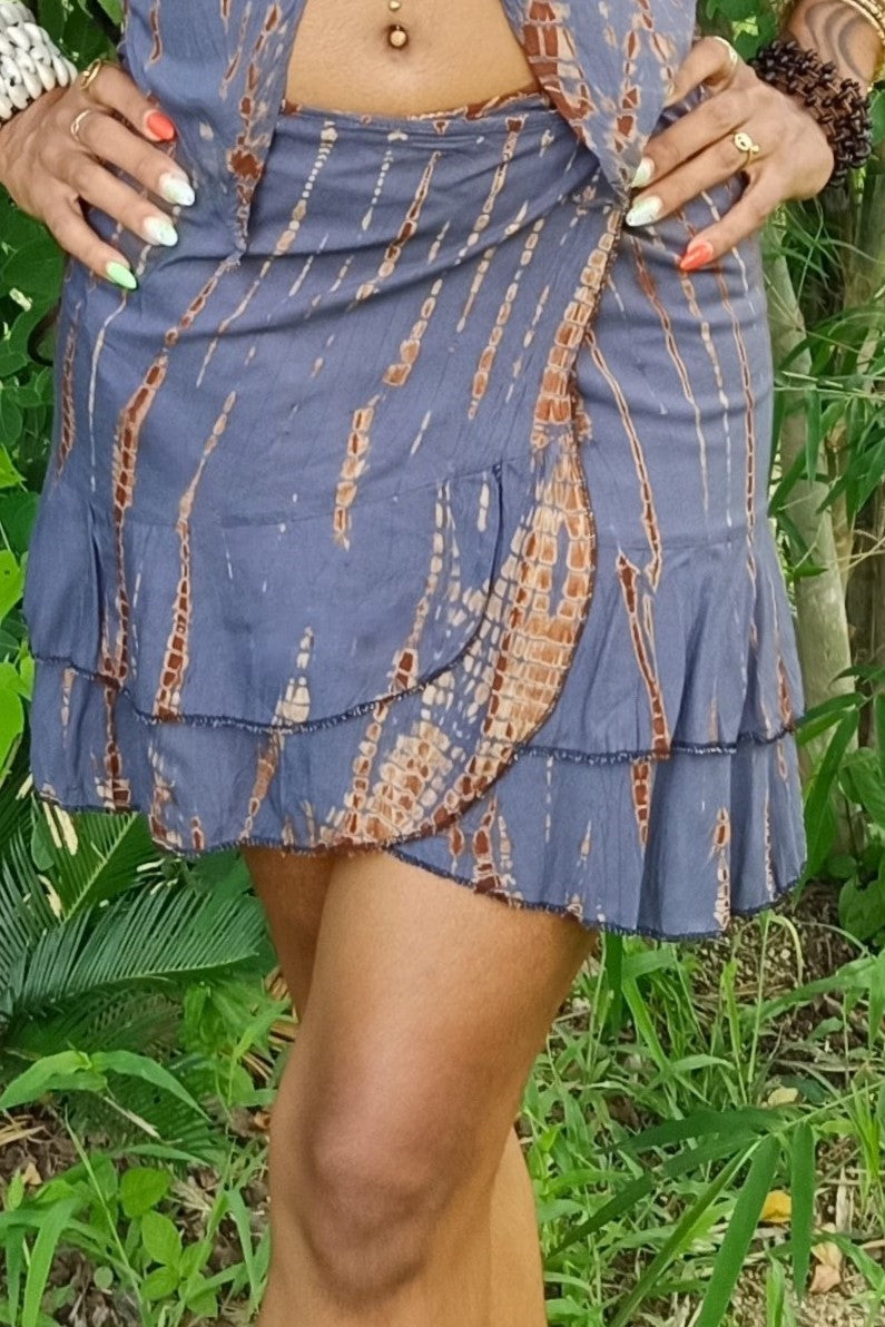 Blue Agave Tie Dye Wrap Skirt