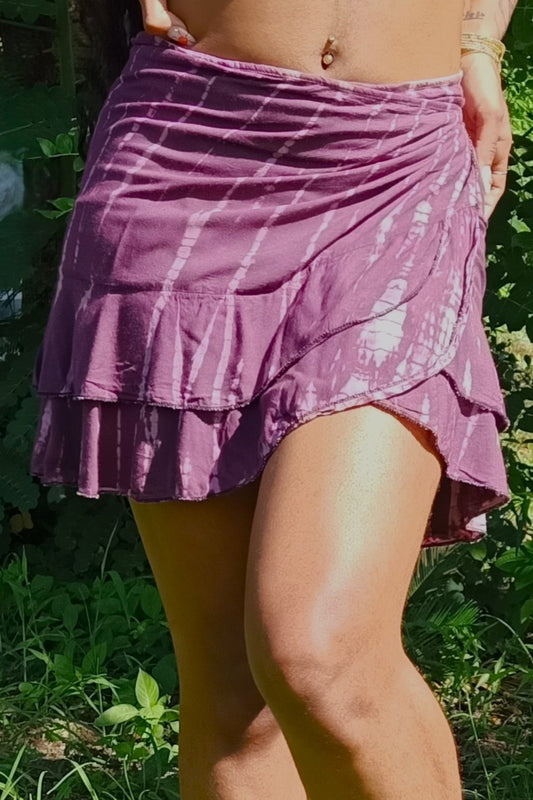 Raspberry Tie Dye Wrap Skirt