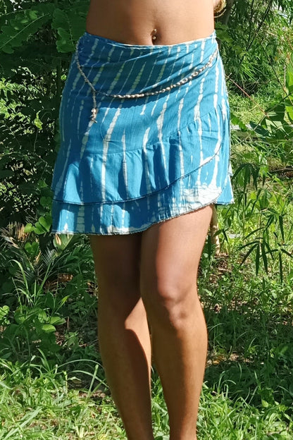 Teal Tie Dye Wrap Skirt