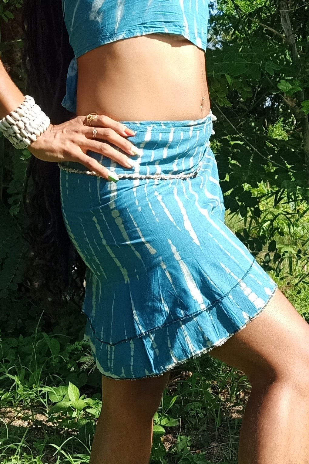 Teal Tie Dye Wrap Skirt