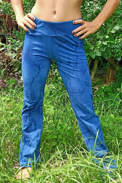 Front view of Blue Dream Flared yoga pants by Lotus Tribe Clothing