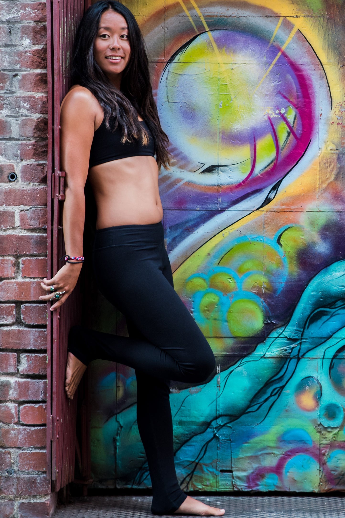 Extra long length black yoga pants perfect for your tall friends, with flat waist. Great for yoga or layering under skirts or other clothing. High quality 90% cotton 10% spandex